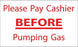 Please Pay Cashier Before Pumping Gas- 5"w x 3"h Decal