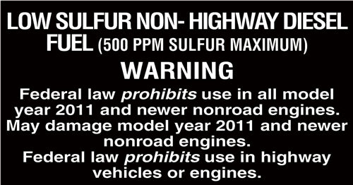"Low Sulfur Non-Highway Diesel" Decal
