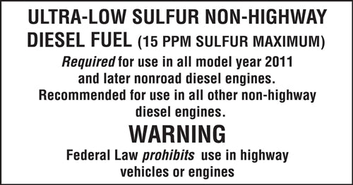 Ultra-Low Sulfur Non-Highway Diesel Fuel- 5.25"w x 2.75"h Decal
