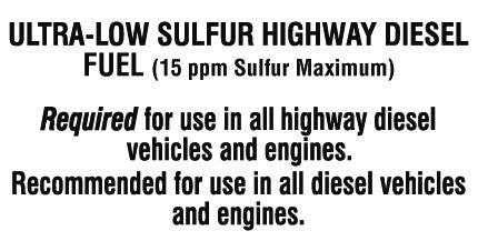 Diesel Ultra Low Sulfur- 5.25"w x 2.75"h White