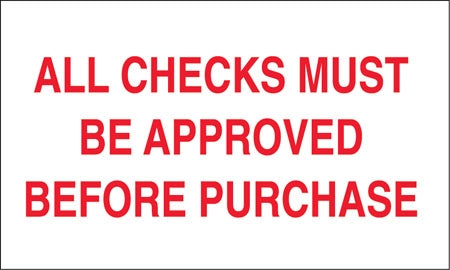 "All Checks Must Be Approved" Decal