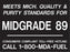 Meets Michigan...Midgrade 89- White on Black 4"w x 3"h Decal