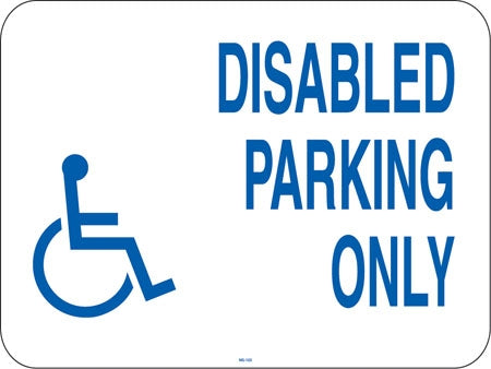 Disabled Parking Only (Handicapped Symbol)- 16"w x 12"h Aluminum Sign