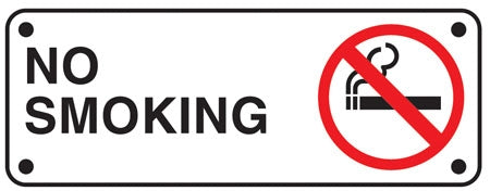 No Smoking" (with symbol)- 9"w x 4"h Aluminum Sign