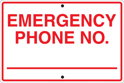 Emergency Phone Number- 18"w x 12"h Aluminum Sign
