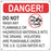 DANGER Do Not Wash- 12"w x 12"h Aluminum Sign