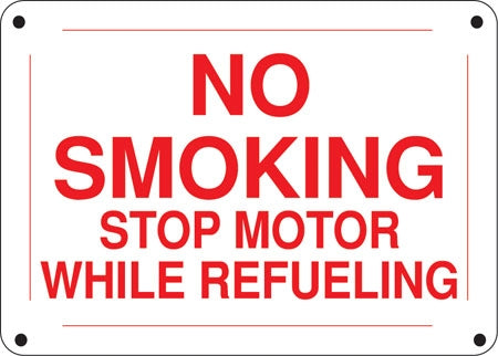 No Smoking Stop Motor- 14"w x 10"h Aluminum Sign