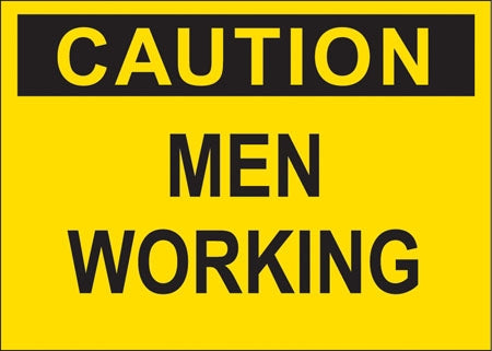 Caution Men Working- 10"w x 7"h Decal