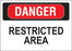 Danger Restricted Area- 10"w x 7"h Decal