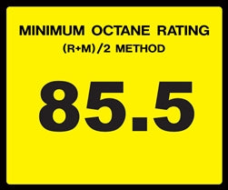 Octane Rating Decal- Standard 85.5
