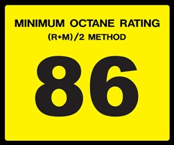 Octane Rating Decal- Standard 86