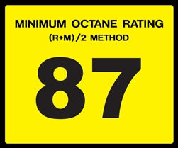 Octane Rating Decal- Standard 87