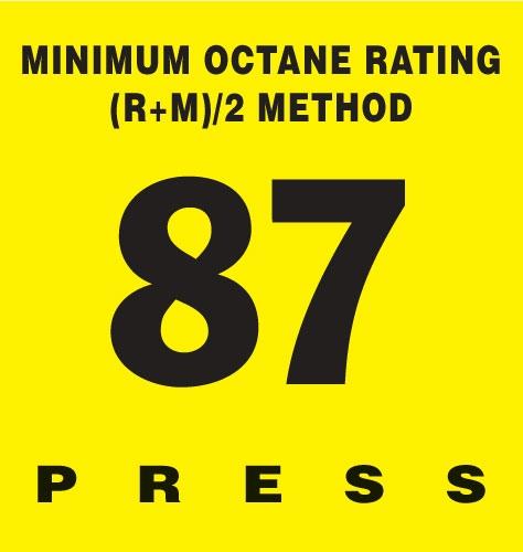 GILBARCO ENCORE 300 Octane Rating Decal 87