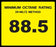 Octane Rating Decal- Standard 88.5