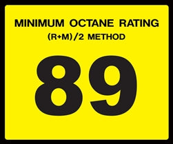Octane Rating Decal- Standard 89