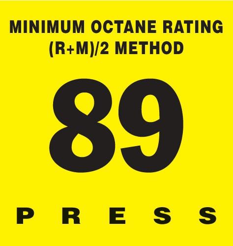 GILBARCO ENCORE 300 Octane Rating Decal 89