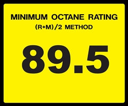 Octane Rating Decal- Standard 89.5