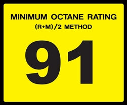 Octane Rating Decal- Standard 91