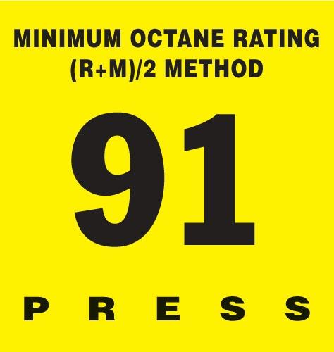 GILBARCO ENCORE 300 Octane Rating Decal 91