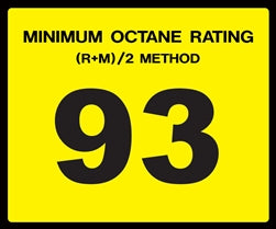 Octane Rating Decal- Standard 93