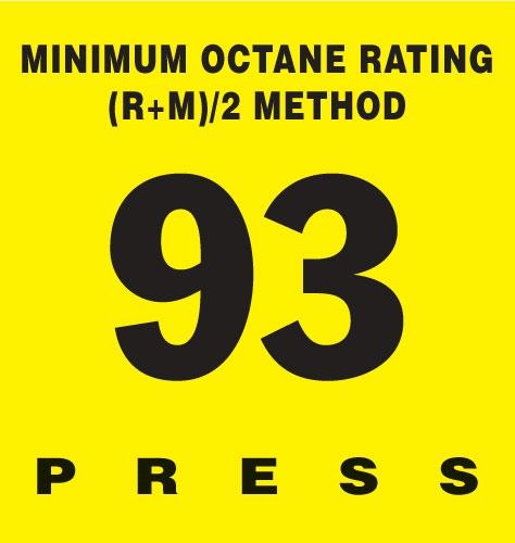GILBARCO ENCORE 300 Octane Rating Decal 93