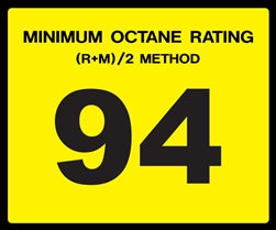 Octane Rating Decal- Standard 94