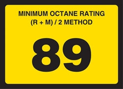 Gilbarco Advantage Octane Rating Decal 89