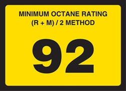 Gilbarco Advantage Octane Rating Decal 92