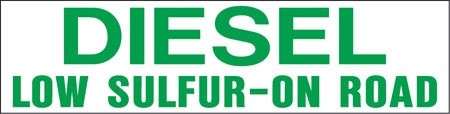 Pump Decal- Green on White, "Diesel Low-Sulfur On Road"
