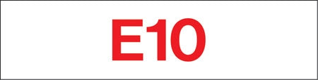 Pump Decal- Red on White, "E10"
