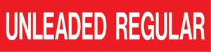 Pump Decal- White on Red, "Unleaded Regular"
