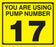 Pump Decal- Black on Yellow, "You are using Pump Number 17"