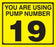 Pump Decal- Black on Yellow, "You are using Pump Number 19"