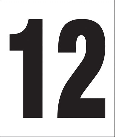 Pump Decal- Black on White, "Number 12"