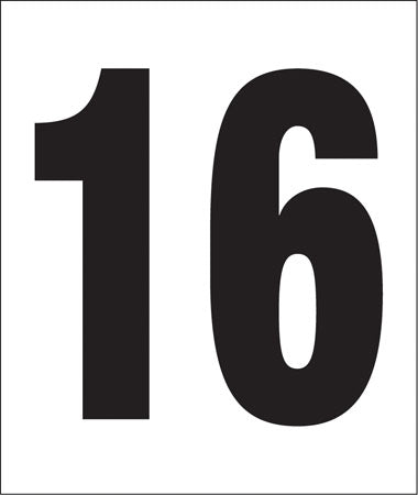 Pump Decal- Black on White, "Number 16"