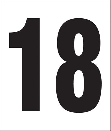 Pump Decal- Black on White, "Number 18"