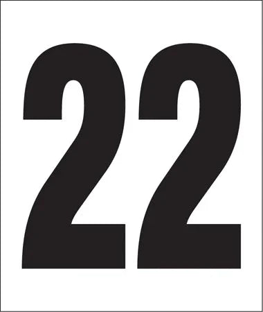 Sticker Number 22 Pump Decal- Black on White,