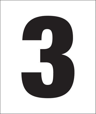 Pump Decal- Black on White, "Number 3"