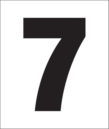 Pump Decal- Black on White, "Number 7"
