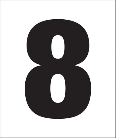 Pump Decal- Black on White, " Number 8"