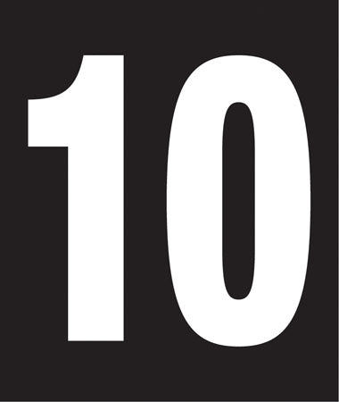 Pump Decal- White on Black, "Number 10"
