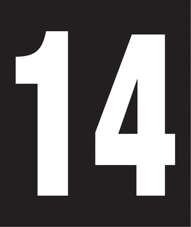 Pump Decal- White on Black, "Number 14"