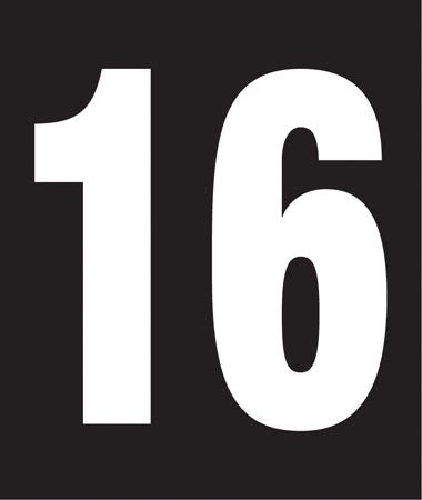 Pump Decal- White on Black, "Number 16"
