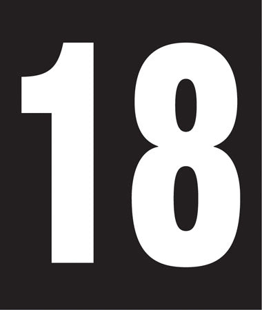Pump Decal- White on Black, "Number 18"