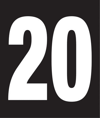 Pump Decal- White on Black, "Number 20"
