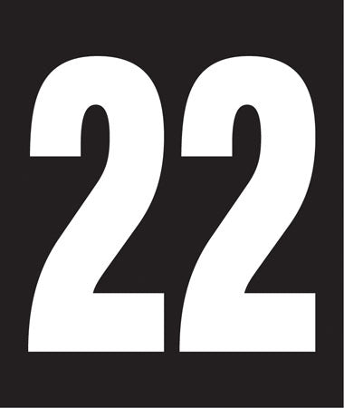 Pump Decal- White on Black, "Number 22"