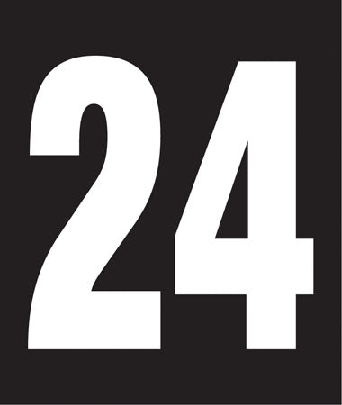 Pump Decal- White on Black, "Number 24"