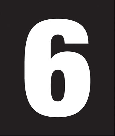 Pump Decal- White on Black, "Number 6"