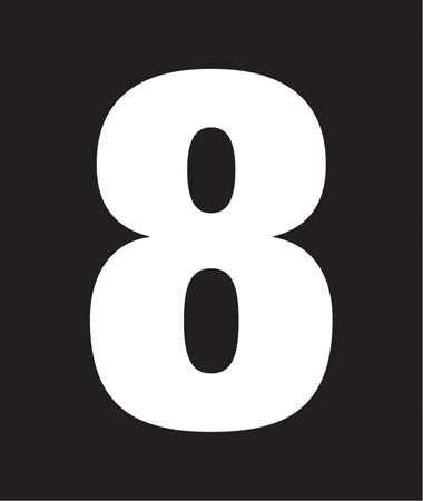 Pump Decal- White on Black, "Number 8"