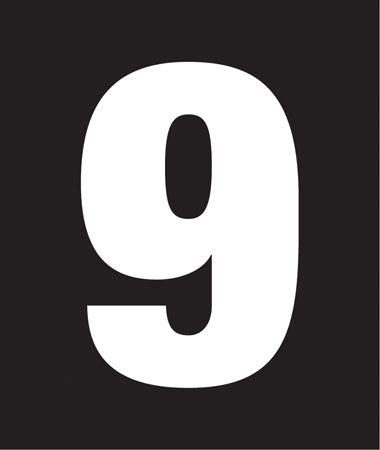 Pump Decal- White on Black, "Number 9"